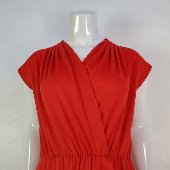 Vintage 70's Alison Peters Red Flutter Dress - Picture 5 of 8